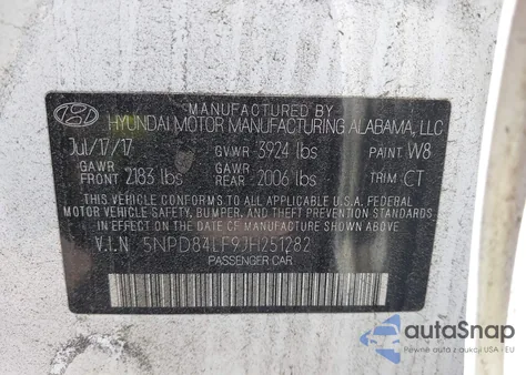 2018 Hyundai Elantra Sel from USA, damaged, VIN 5NPD84LF9JH251282